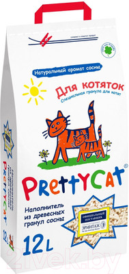 Наполнитель для туалета Prettycat Wood Granules Древесный для котят / 620338 (4кг/12л)