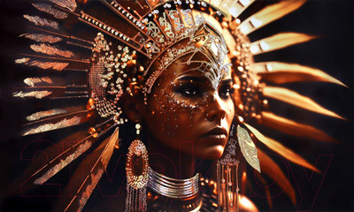 Картина Декарт Африканская девушка 8Л3769 (авторская, горизонтальная, на холсте)