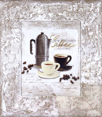 Картина Декарт Кофейник и чашечка эспрессо 8Л0396 (в раме)