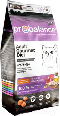 Сухой корм для кошек ProBalance Gourmet Diet с говядиной и кроликом (1.8кг)