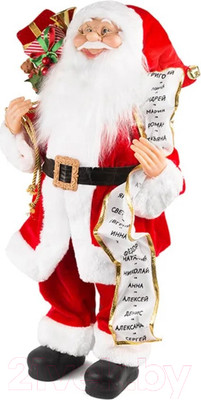 Фигура под елку GrandSiti Дед Мороз в красной шубке с подарками и списком / 21840-30
