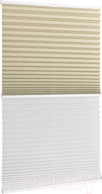 Штора-плиссе Delfa Basic Walnut СПШ-3405/1102 Basic Transparent (34x160, бежевый/белый)