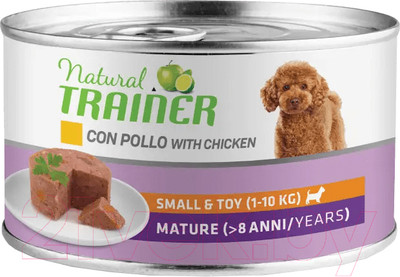 Влажный корм для собак Trainer Для пожилых собак мелких пород с курицей и рисом (150г)