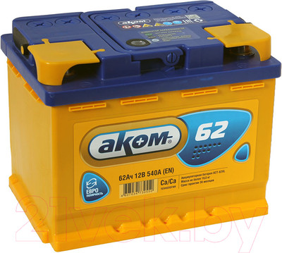 Автомобильный аккумулятор AKOM 6СТ-62 Рус (62 А/ч)