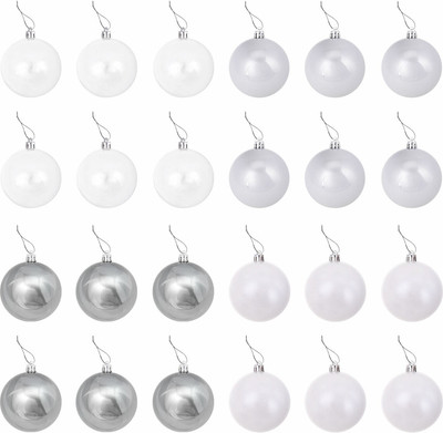 Набор шаров новогодних Золотая сказка Eden Colors / 591977 (24шт, серебристый/жемчужный)
