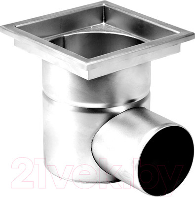 Трап канализационный А-сталь ТГ-5 150x50.8 L15 с решеткой квадрат, мусоросборник (нержавеющая сталь AISI 30)