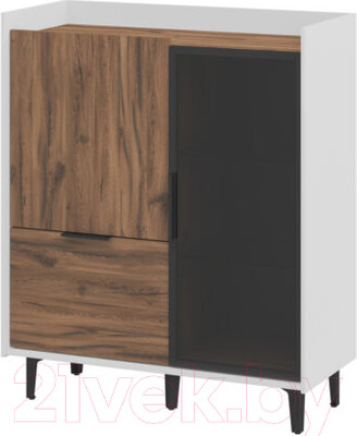 Тумба Мебель-Неман Модена МН-048-24-Ц3 (дуб эллисон темный/белый гладкий/черный/графит)