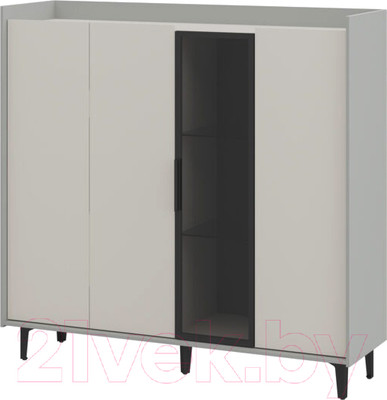 Шкаф с витриной Мебель-Неман Модена МН-048-02-Ц2 (персидский жемчуг/лунный камень/черный/графит)