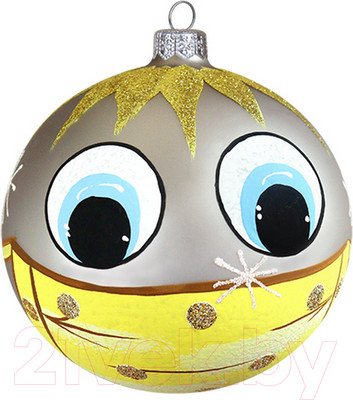 Шар новогодний Декарт Смайлик 8Ш0092 (10см, серебристый)