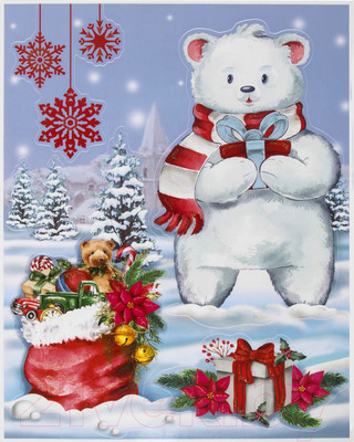 Набор наклеек на окно Золотая сказка Медвежонок / 591923