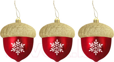 Набор елочных игрушек Золотая сказка Желуди / 591998 (3шт, красный/золото)