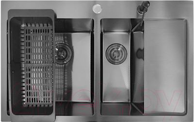 Мойка кухонная STELLAR Decor S7850NB-2L-D (нано черный)