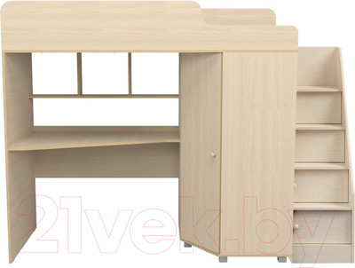 Кровать-чердак детская Капризун 13 Р440-2 с рабочей зоной (дуб млечный)