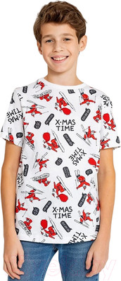 Футболка детская Mark Formelle 113379 (р.110-56, деды морозы на белом)