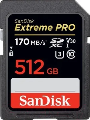 Карта памяти SanDisk Extreme Pro SDXC UHS-I Class 3 V30 (SDSDXXD-512G-GN4IN)