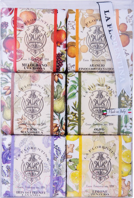 Набор мыла La Florentina Fig & Almond, Iris of Florence & Lavender, Lemon & Ginger (6x106г)