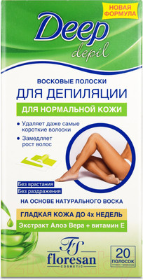 Восковые полоски Floresan Deep Depil Для нормальной кожи с алоэ-вера (20шт)