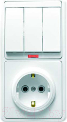 Блок выключатель+розетка Кунцево-Электро БКВР 054 Белла (белый)