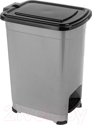Контейнер для мусора El Casa Слим / 640474 (серый/черный)
