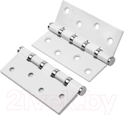 Комплект петель дверных Ренц IN100-4BB FH W/CP (2шт, белый/хром блестящий)