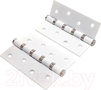 Комплект петель дверных Puerto IN100-4S FH SW/CP (2шт, супер белый/хром блестящий)