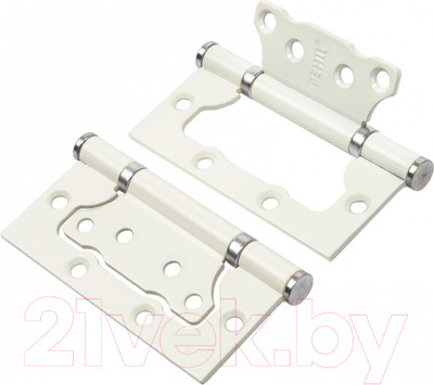 Комплект петель дверных Ренц IN100-2BBFH W/CP без ВР (2шт, белый/хром блестящий)