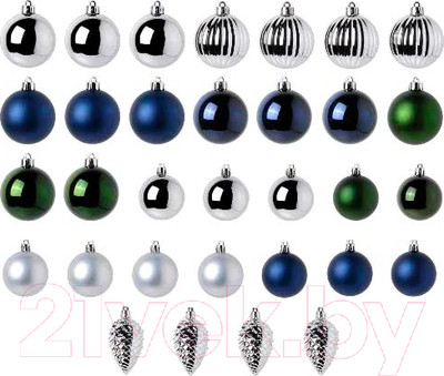 Набор елочных игрушек Swed house Vintertid 34.56.3190 (синий/серебристый/зеленый)