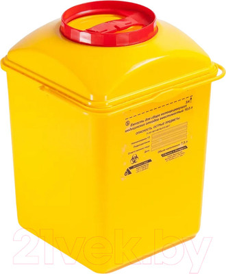 Контейнер лабораторный Литопласт-мед Для сбора колюще-режущих медицинских отходов (10л)