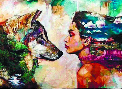 Набор алмазной вышивки Darvish Волк и девушка / DV-9512-18