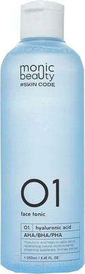 Тоник для лица Monic Beauty Skin Code 01 Гиалуроновая кислота и AHA/BHA/PHA (250мл)