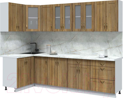 Кухонный гарнитур Interline Мила Крафт 1.2x2.8 (дуб вотан/дуб вотан/серый каспий)