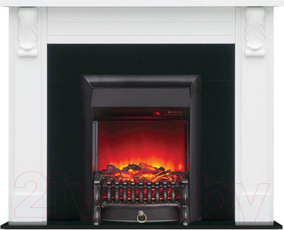 Каминокомплект Смолком Lyncoln STD-ASP Fobos-S LUX BL LT (бьянко белый/черный)