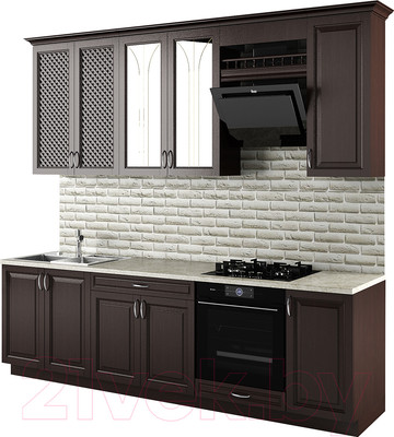 Кухонный гарнитур Молодечномебель Злата 2600 (орех темный)