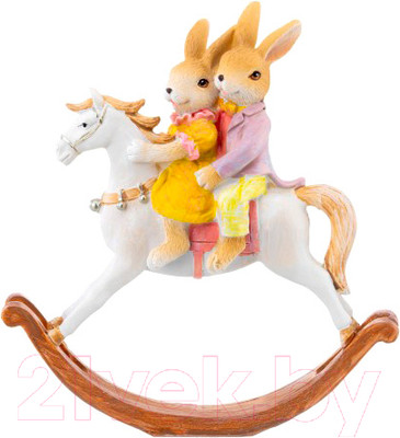 Статуэтка Elan Gallery Кролики на лошадке-качалке / 210141 