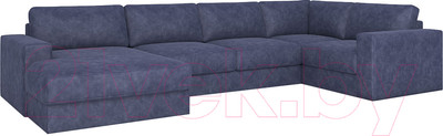 Диван П-образный Rivalli Дискавери + оттоманка левая + угловая секция + кресло секц. (Tango Blue)