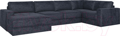 Диван П-образный Rivalli Дискавери + оттоманка левая + угловая секция + кресло секц. (Sher Graphite)