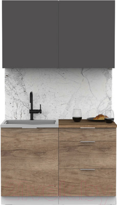 Кухонный гарнитур Интермебель Микс Топ-1 1.2м (графит серый/дуб каньон/дуб флагстаф темный)