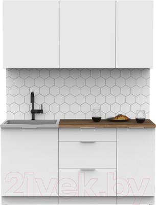 Кухонный гарнитур Интермебель Микс Топ-2 1.6м (белый премиум/дуб флагстаф темный)