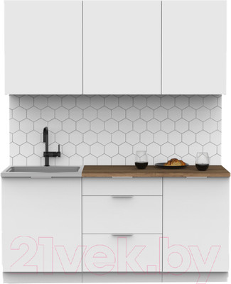 Кухонный гарнитур Интермебель Микс Топ-3 1.7м (белый премиум/дуб флагстаф темный)