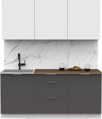 Кухонный гарнитур Интермебель Микс Топ-4 1.8м (белый премиум/графит серый/дуб флагстаф темный)