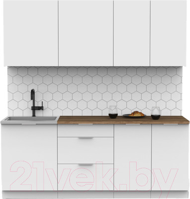 Кухонный гарнитур Интермебель Микс Топ-5 2.0м (белый премиум/дуб флагстаф темный)