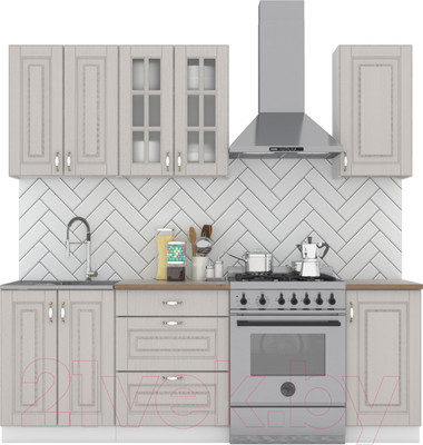 Кухонный гарнитур Интермебель Бостон-2 1.6м (ясень капучино софт/дуб флагстаф темный)