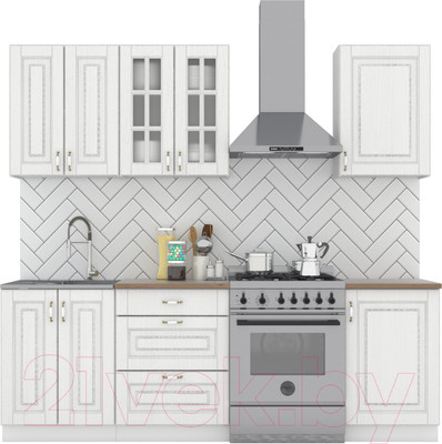 Кухонный гарнитур Интермебель Бостон-3 1.7м (акация белая/дуб флагстаф темный)