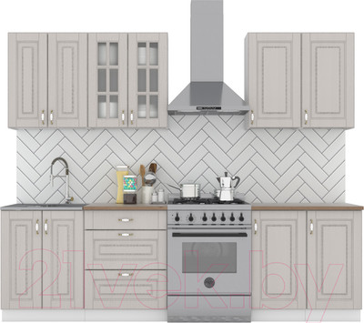 Кухонный гарнитур Интермебель Бостон-6 2.1м (ясень капучино софт/дуб флагстаф темный)