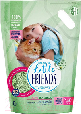 Наполнитель для туалета Little Friends Bamboo растительный с ароматом бамбука (5л/2.5кг)