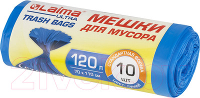 Пакеты для мусора Laima Ultra / 607695 (120л, 10шт, синий)