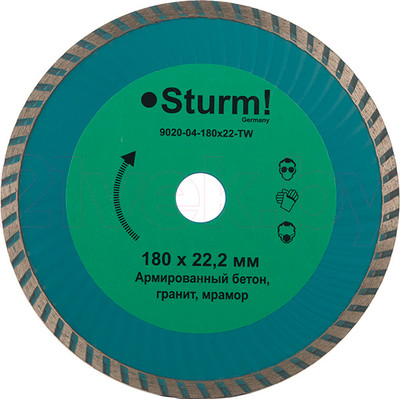 Отрезной диск алмазный Sturm! 9020-04-180x22-TW