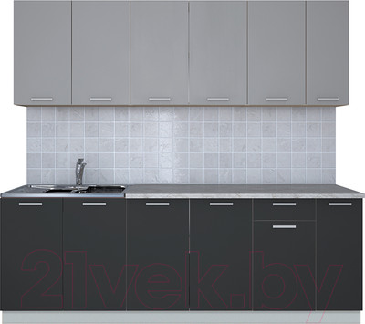 Кухонный гарнитур Интерлиния Мила Лайт 2.3 (серебристый/антрацит/опал светлый)