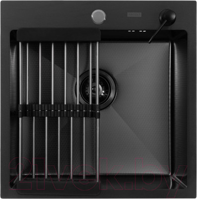 Мойка кухонная Arfeka Eco AR 50x50 + CL AR + DS AR (Black Decor PVD Nano, с дозатором и коландером)