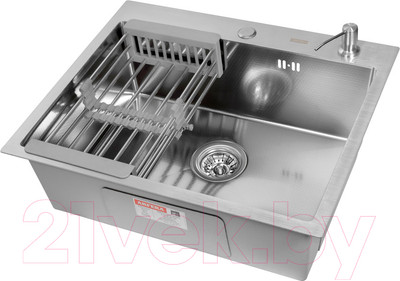 Мойка кухонная Arfeka Eco AR 60x50 + CL AR + DS AR (Satin Decor, с дозатором и коландером)